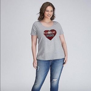 Lane Bryant Flip Sequin Heart Valentines Tee 26/28